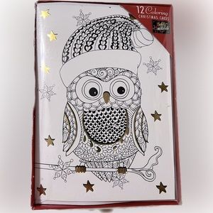 🍄New Christmas Greeting Cards Coloring 12 Cards Envelopes Holiday Notes Craft